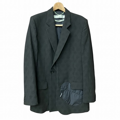 【中古】オフホワイト OFF WHITE テーラードジャケット 刺繍 総柄 黒 ブラック 42 M位 OMEF048R20G86013 ☆AA★ 中古】オフホワイト OFF WHITE テーラードジャケット 刺繍 総柄 黒