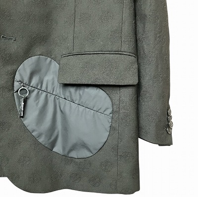 中古】オフホワイト OFF WHITE テーラードジャケット 刺繍 総柄 黒