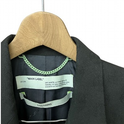 中古】オフホワイト OFF WHITE テーラードジャケット 刺繍 総柄 黒