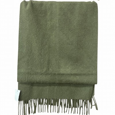 中古】エルメス HERMES カシミヤ フリンジ マフラー 大判 緑