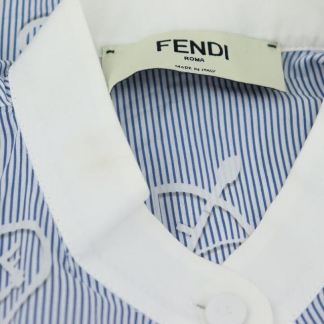 中古】フェンディ FENDI 星座柄 ストライプ ポケット半袖シャツ