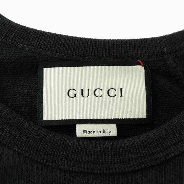 【中古】グッチ GUCCI バードエンブロイダリー スウェット トレーナー クルーネック 鳥 刺繍 長袖 S 黒 /XZ ■GY19_2