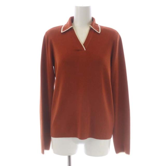 【中古】フォクシー FOXEY Caramel Ribbon ニット セーター ニットシャツ 長袖 38 テラコッタ 40180 /DF ■OS