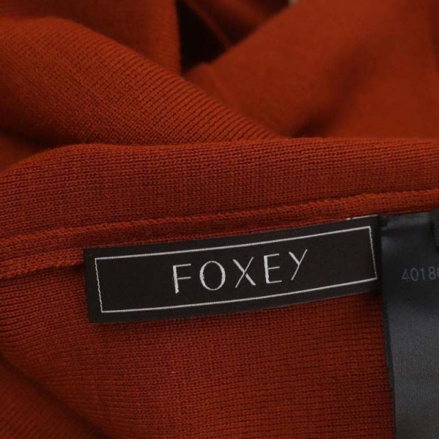 【中古】フォクシー FOXEY Caramel Ribbon ニット セーター ニットシャツ 長袖 38 テラコッタ 40180 /DF ■OS_2