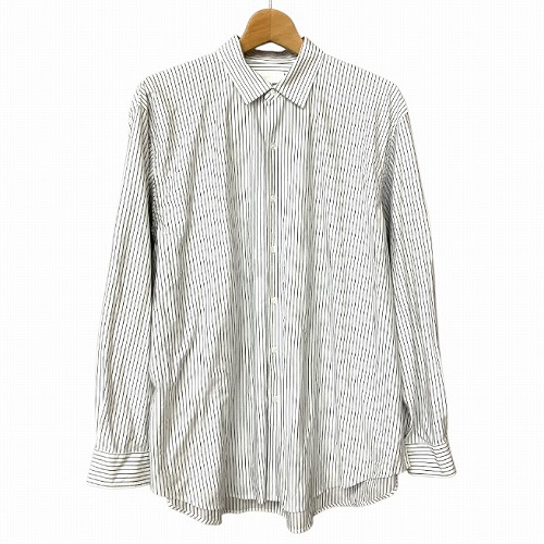 【中古】KANEMASA PHIL カネマサフィル 46G Atmosphere Stripe Shirtストライプ シャツ 白 紺 ホワイト M KM24A-024WN