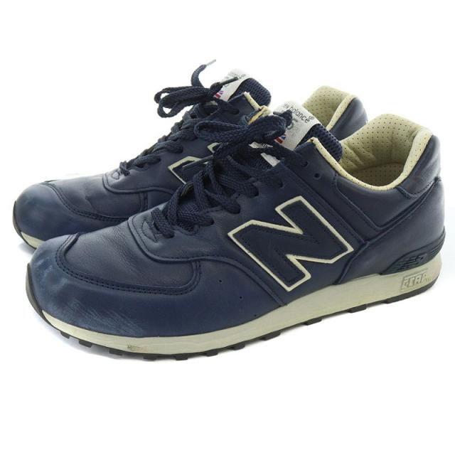 【中古】ニューバランス NEW BALANCE M576CNN UK製 オールレザー スニーカー US9 27.5cm 紺 ネイビー /SY ■OS メンズ