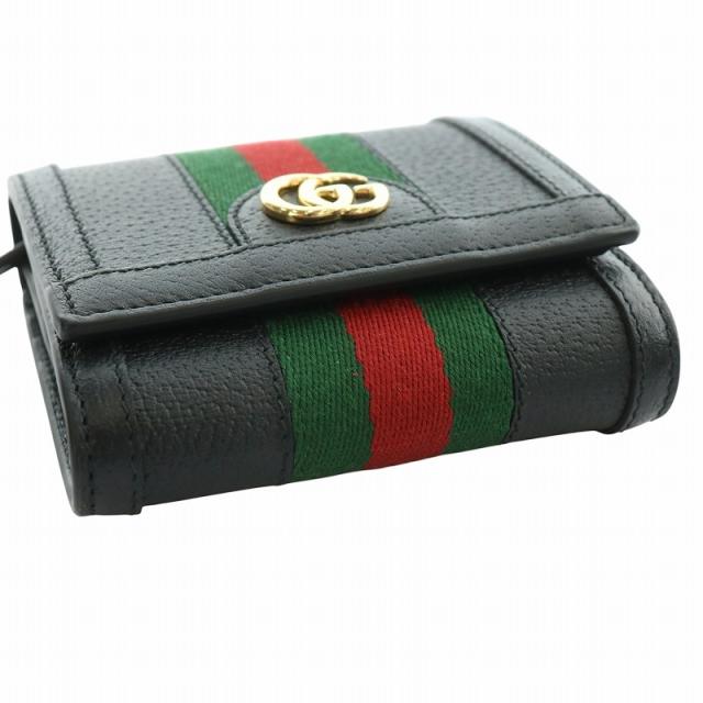 【中古】グッチ GUCCI GGマーモント オフィディア 二つ折り財布 レザー 箱付き 黒 ブラック 719887 /MW ■GY12 ■OH 中古】グッチ GUCCI GGマーモント オフィディア 二つ折り財布 レザー