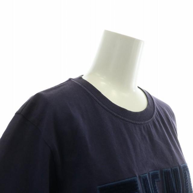 【中古】フェンディ FENDI Tシャツ カットソー 半袖 クルーネック ロゴ ワッペン M 紺 FS7254 AD8Z /XZ ■GY19_5