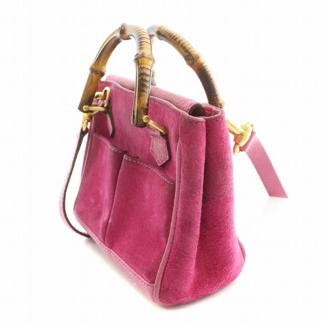 【中古】グッチ GUCCI 2WAY ハンドバッグ ショルダーバッグ スエード レザー バンブー ピンク /BB ■MT ■OH ■GY18 中古】グッチ GUCCI 2WAY ハンドバッグ ショルダーバッグ スエード