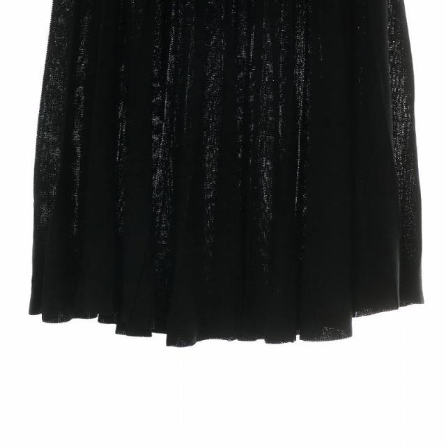 【中古】シャネル CHANEL ニットプリーツスカート ひざ丈 ロゴプレート 40 M 黒 ブラック P19165V01094 /XZ ■GY17_5