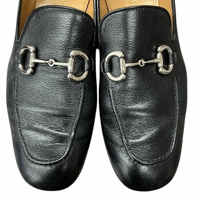 中古】グッチ GUCCI ホースビット ローファー レザー 黒 ブラック 6.5