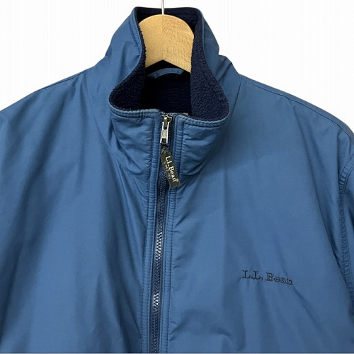 【中古】エルエルビーン L.L.BEAN 90s Vintage ナイロン フリース ブルゾン ジャケット スタンドカラー 青 ブルー L  メンズ