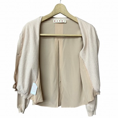 【中古】マルニ MARNI シルク混 ブラウス切替 カーディガン 丸襟 ピンク 38 M位 ■GY41 レディース 中古】マルニ MARNI シルク混 ブラウス切替 カーディガン 丸襟 ピンク