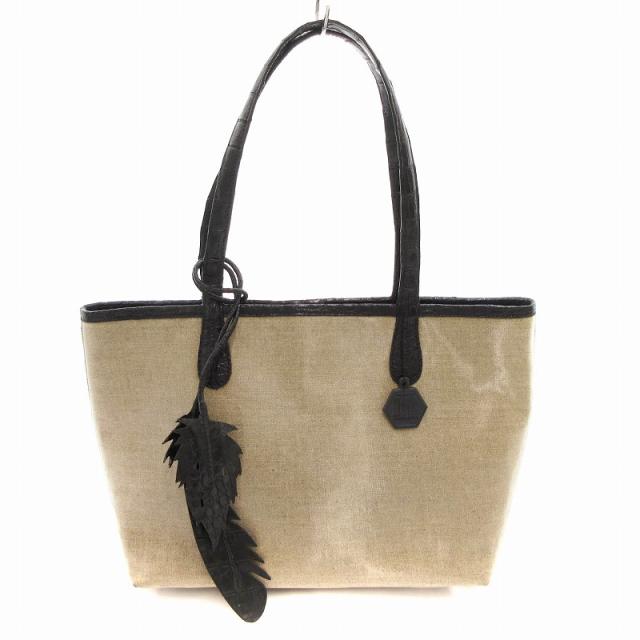 【中古】ナンシー・ゴンザレス NANCT GONZALEZ トートバッグ クロコ切替 ベージュ /AE ■GY41 レディース