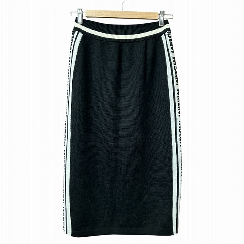 【中古】エムエスジーエム MSGM サイドライン ニット スカート 黒 白 ブラック ホワイト S ■GY41 レディース