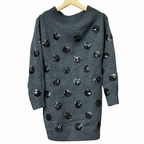 【中古】MONSE モンス ドット スパンコール ニット セーター 灰 グレー XS ■GY41 レディース