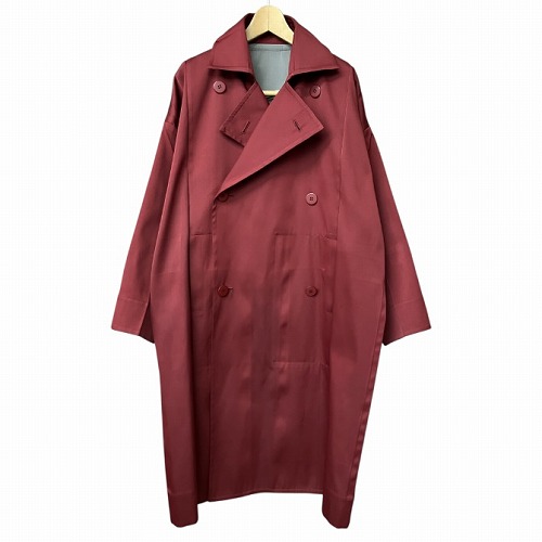 【中古】イッセイミヤケメン ISSEY MIYAKE MEN 22AW ダブルブレストコート赤 レッド ワインレッド 2 M位 LA23FA125 メンズ