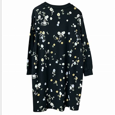 中古】ジバンシィ GIVENCHY 花柄 プリント カットソー ワンピース 黒