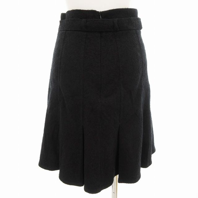 中古】パトゥ PATOU プリーツスカート ネップツイード ベルト ひざ丈  