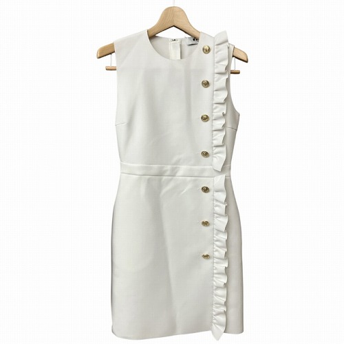 【中古】未使用品 エムエスジーエム MSGM フリル ノースリーブ ワンピース 白 ホワイト 40 541MDA03 184616 ■GY41
