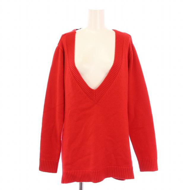 【中古】モンセ モンス MONSE ニット 長袖 Vネック バックベルト ウール XS 赤 レッド /BB ■GY41 レディース