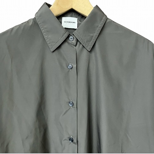 【中古】未使用品 SEVENROOMS セブンルームス ブラウス シャツ ポリエステル 灰 グレー M ■GY41 レディース