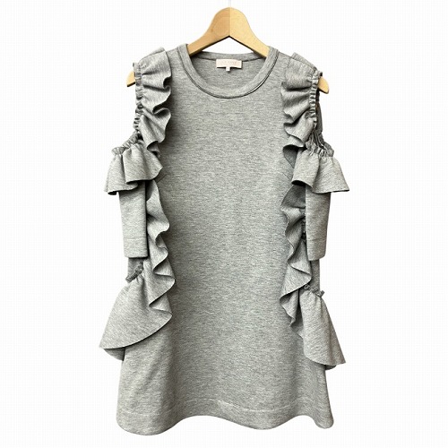 【中古】DICE KAYEK ディーチェカヤック フリル ワンピース ノースリーブ 灰 グレー S ■GY41 レディース