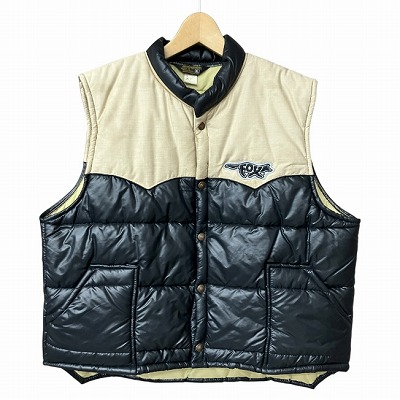 【中古】SWINGSTER 70s Vintage ヴィンテージ キルティング ダウンベスト ベージュ ブラック XL メンズ