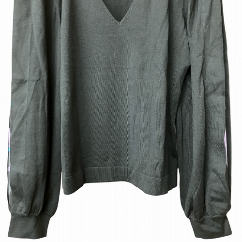 【中古】未使用品 エミリオプッチ EMILIO PUCCI Vネック ニット セーター 袖切替 黒 ブラック L ■GY41 レディース_3