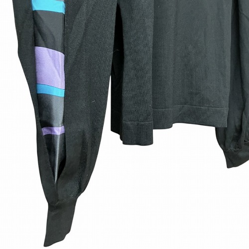 【中古】未使用品 エミリオプッチ EMILIO PUCCI Vネック ニット セーター 袖切替 黒 ブラック L ■GY41 レディース_4