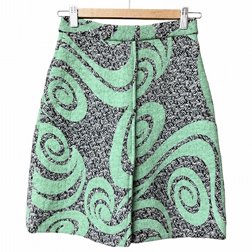 【中古】アクネ ストゥディオズ Acne Studios ペイント ウール ツイード スカート 灰 緑 グレー  グリーン 32 ■GY41