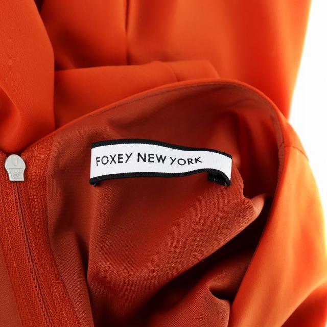 【中古】フォクシーニューヨーク FOXEY NEW YORK ノースリーブワンピース ミドル リボン 40 M オレンジ  ■GY19 /MQ 中古】フォクシーニューヨーク FOXEY NEW YORK ノースリーブワンピース