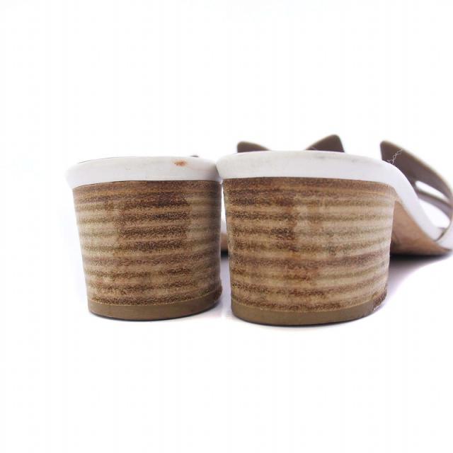 【中古】エルメス HERMES オアジス サンダル チャンキーヒール レザー 36.5 23.5cm 白 ホワイト /KH レディース