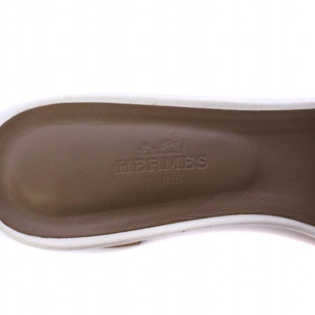 【中古】エルメス HERMES オアジス サンダル チャンキーヒール レザー 36.5 23.5cm 白 ホワイト /KH レディース