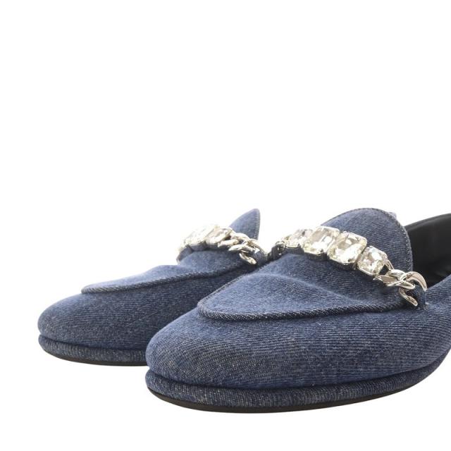 中古】ミュウミュウ miumiu ローファー スリッポン デニム ビジュー