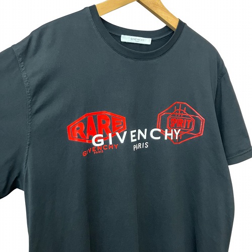 中古】ジバンシィ GIVENCHY RARE SPRIT Tシャツ レアスピリット 黒 赤