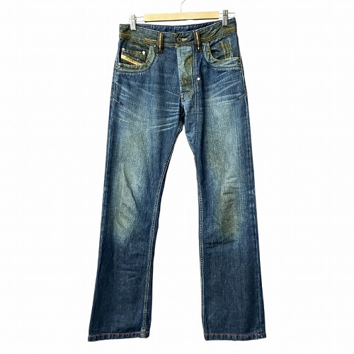 【中古】ディーゼル DIESEL デニムパンツ フレア USED加工 汚し加工 青 ブルー 28 ☆AA★ メンズ