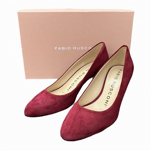 【中古】未使用品 ファビオルスコーニ FABIO RUSCONI スウェード パンプス ワインレッド バーガンディー 37 23.5cm位 中古】未使用品 ファビオルスコーニ FABIO RUSCONI スウェード