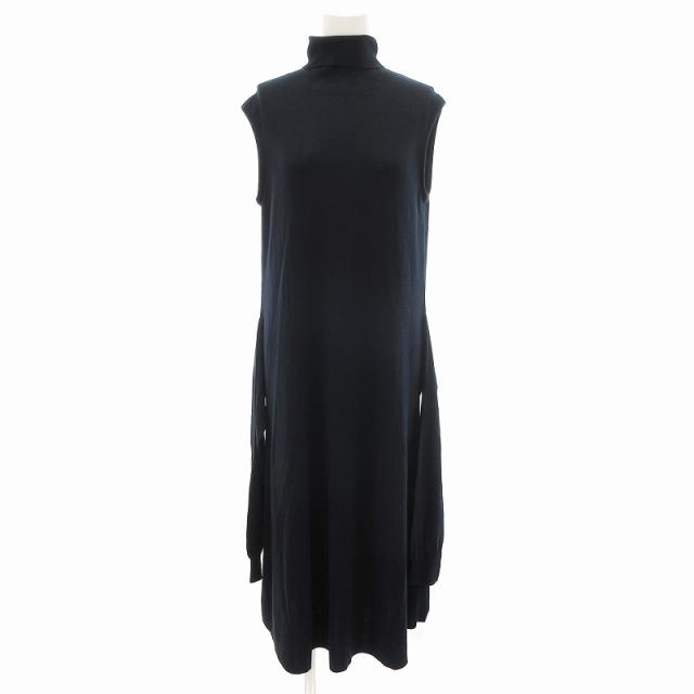 【中古】ギャルリーヴィー トゥモローランド ニット ワンピース タートルネック コットン シルク混 2WAY 長袖 1 紺