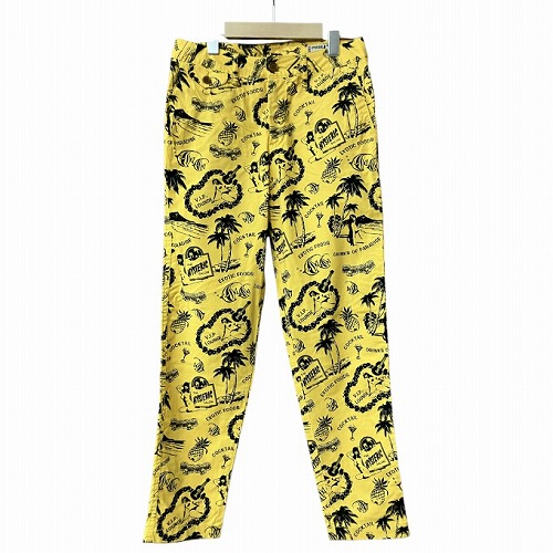 【中古】ヒステリックグラマー HYSTERIC GLAMOUR 総柄 スリム パンツ ストレッチ 黄 イエロー XS 0142A07