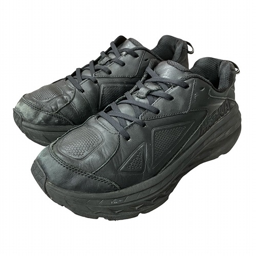 【中古】ホカオネオネ HOKA ONE ONE M BONDI LTR WIDE ボンダイ ワイド レザー スニーカー 黒 26.5cm F27219J