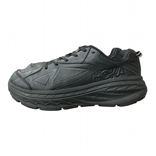 【中古】ホカオネオネ HOKA ONE ONE M BONDI LTR WIDE ボンダイ ワイド レザー スニーカー 黒 26.5cm F27219J