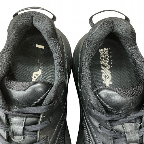 【中古】ホカオネオネ HOKA ONE ONE M BONDI LTR WIDE ボンダイ ワイド レザー スニーカー 黒 26.5cm F27219J