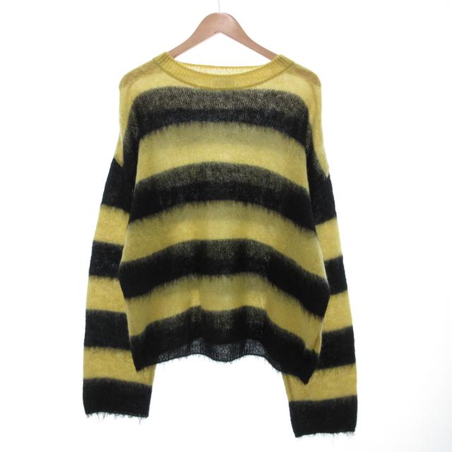 【中古】リトルビッグ LITTLE BIG 21AW Mohair Knit ニット セーター モヘア混 ボーダー 長袖 M 黄 イエロー 黒