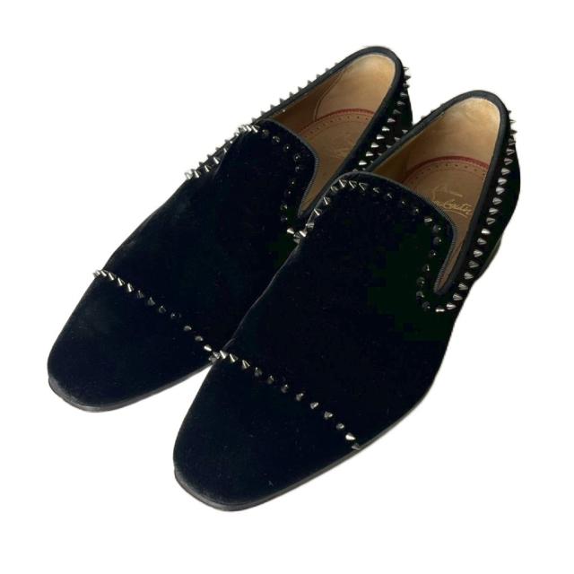 【中古】クリスチャンルブタン Christian louboutin ベルベット ローファー スタッズ 40 黒 ブラック メンズ 中古】クリスチャンルブタン Christian louboutin ベルベット
