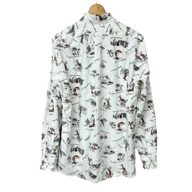 【中古】THE STYLIST JAPAN 総柄 BDシャツ 長袖 カジュアルシャツ ボタンダウン L 白 ホワイト TSJS-03001