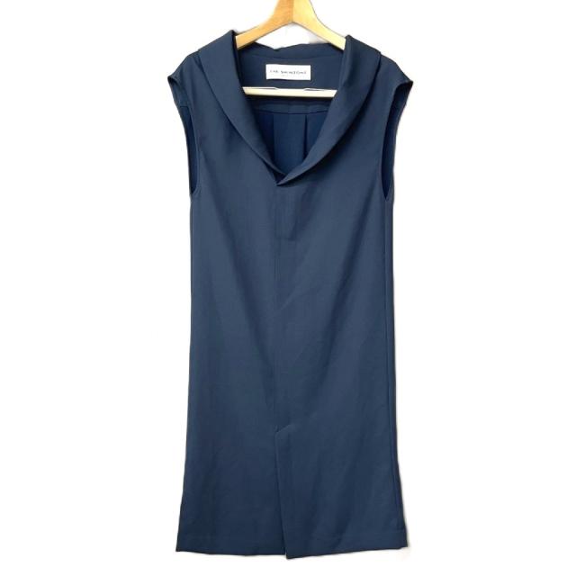 【中古】ザ シンゾーン THE SHINZONE 美品 ノースリーブ ワンピース プルオーバー スリット ロング F 紺 ネイビー