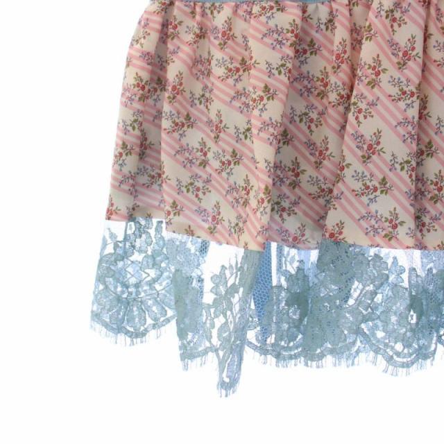 【中古】未使用品 ディースクエアード DSQUARED2 ティアードスカート ミニ 花柄 リボン レース 40 S75MA0801_5
