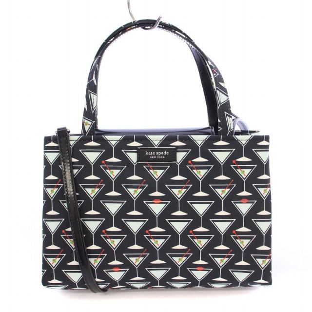 【中古】KATE SPADE サムアイコンマティーニスモールトート 2WAY ハンドバッグ ショルダーバッグ 総額 ロゴ 黒 KD007