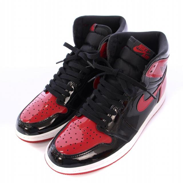 【中古】NIKE Air Jordan 1 High OG Patent Bred エアジョーダン1 ハイカットスニーカー 27.5cm 黒 赤 555088-063